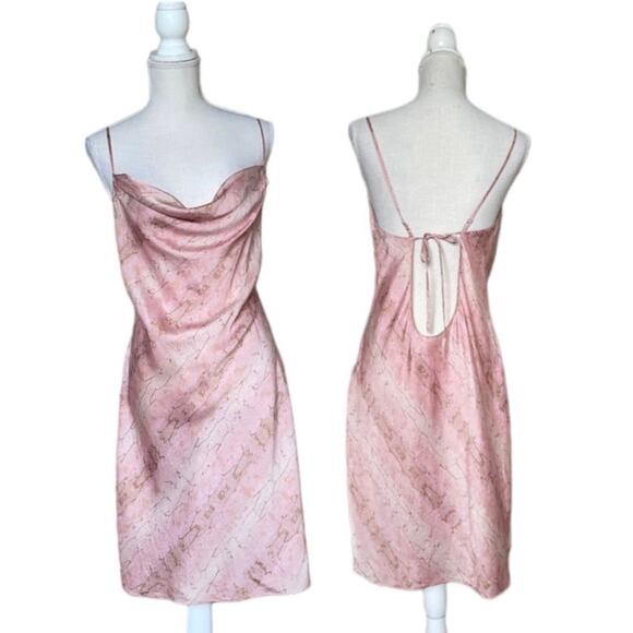 Victoria’s Secret Vintage 90s Y2K Cowl Neck Slip Dress Pink Snake Print Large